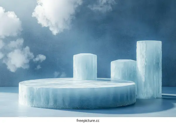 Ice Sculptures Display Platform with Clouds