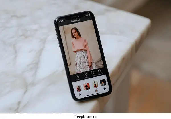 Woman In Pink Outfit On Mobile Phone Screen