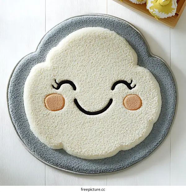 Cute Smiling Cloud Shaped Rug