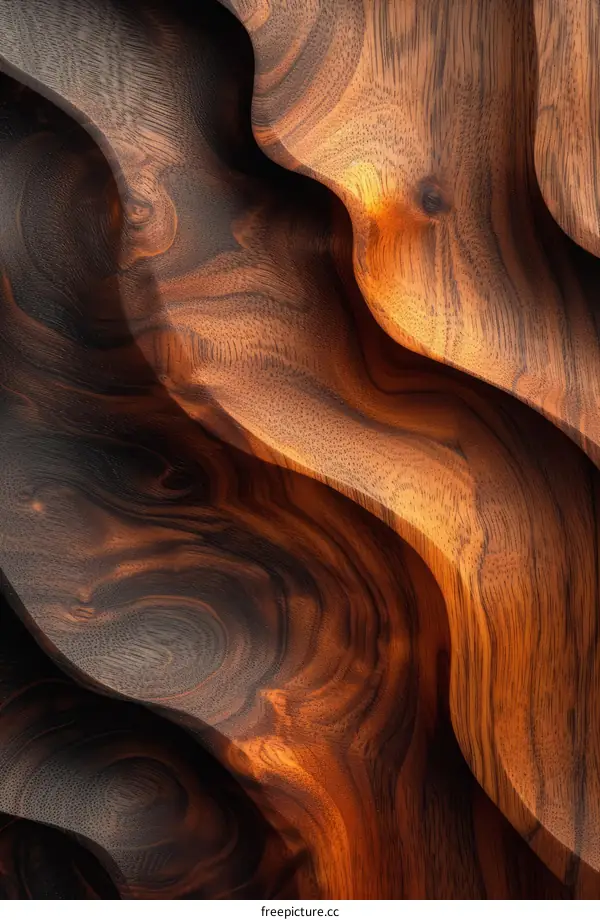 Abstract 3D rendering of a wooden surface with wavy pattern