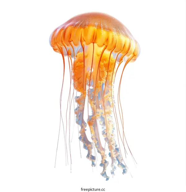 Orange Jellyfish Isolated On White Background