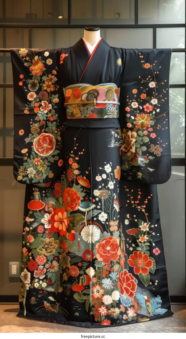 A kimono with a floral pattern