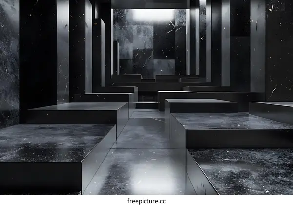 Black Marble Geometric 3D Space