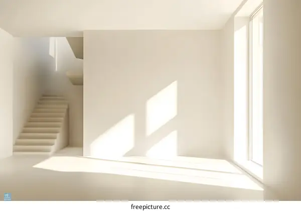 Sunlight Streaming Through Window in Minimalist White Room