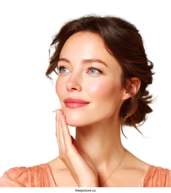 [Transparent Background PNG]Beautiful Woman with Perfect Skin Closeup