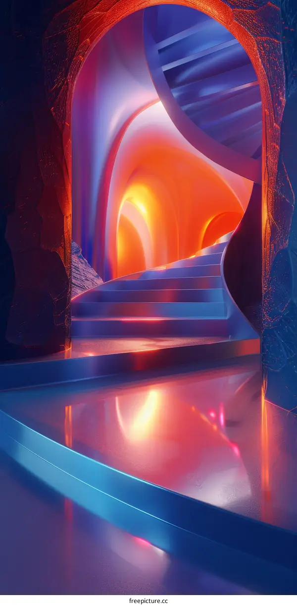 Blue and Orange Abstract Surreal Digital Art Wallpaper