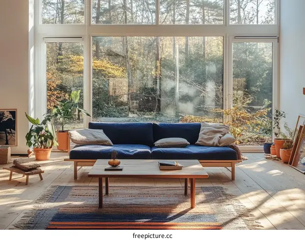 Cozy Modern Living Room with Large Windows