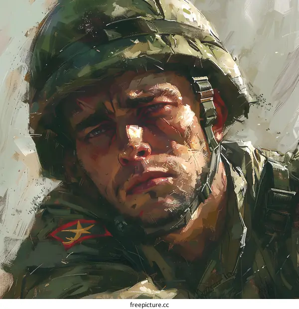 Portrait of a Soldier in Military Uniform