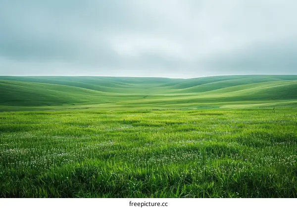 Green rolling hills under a cloudy sky