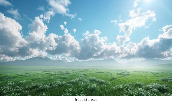 Tranquil Green Field under a Vast Sky
