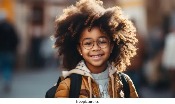 Portrait of a young African-American girl smiling