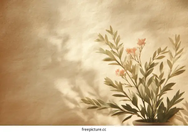 Elegant Floral Shadow on Beige Background