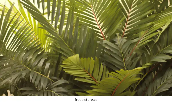 Captivating Close-up of Vibrant Green Palm Foliage