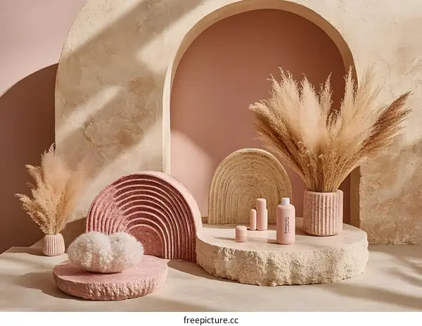 Minimalist Product Photography with Pink and Beige Tones