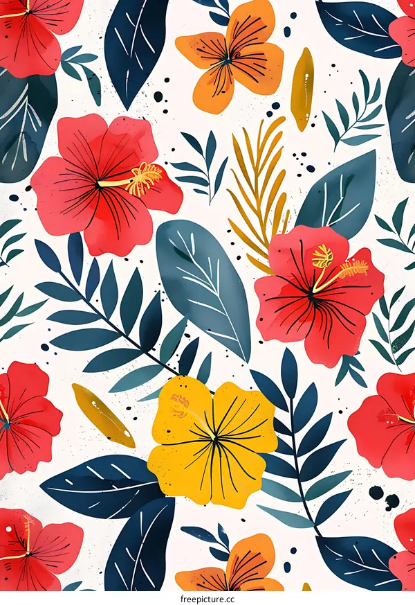 Tropical Floral Seamless Pattern Design