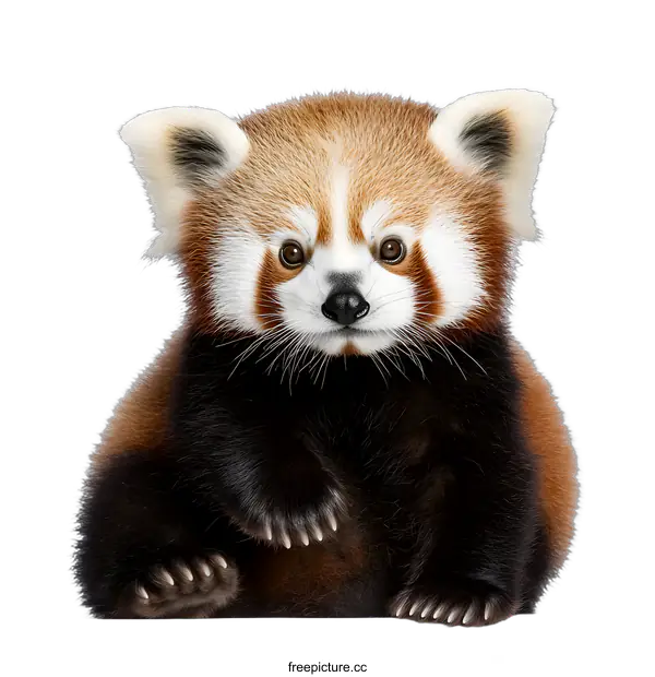 [Transparent Background PNG]Cute Red Panda Cub Sitting on White Background