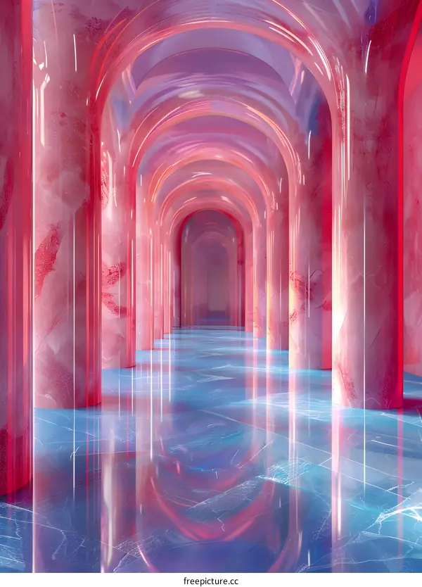 Pink Archway Corridor