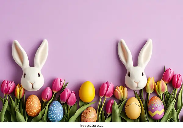 Easter Celebration with Rabbits and Eggs
