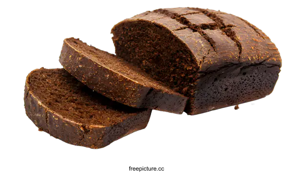 [Transparent Background PNG]Sliced Loaf of Dark Rye Bread Isolated on White Background