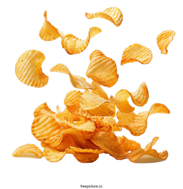 [Transparent Background PNG]Potato chips are falling on a transparent background