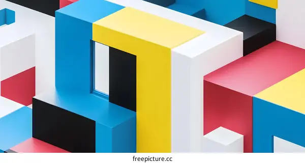 Abstract Geometric Shapes in Colorful Block Design
