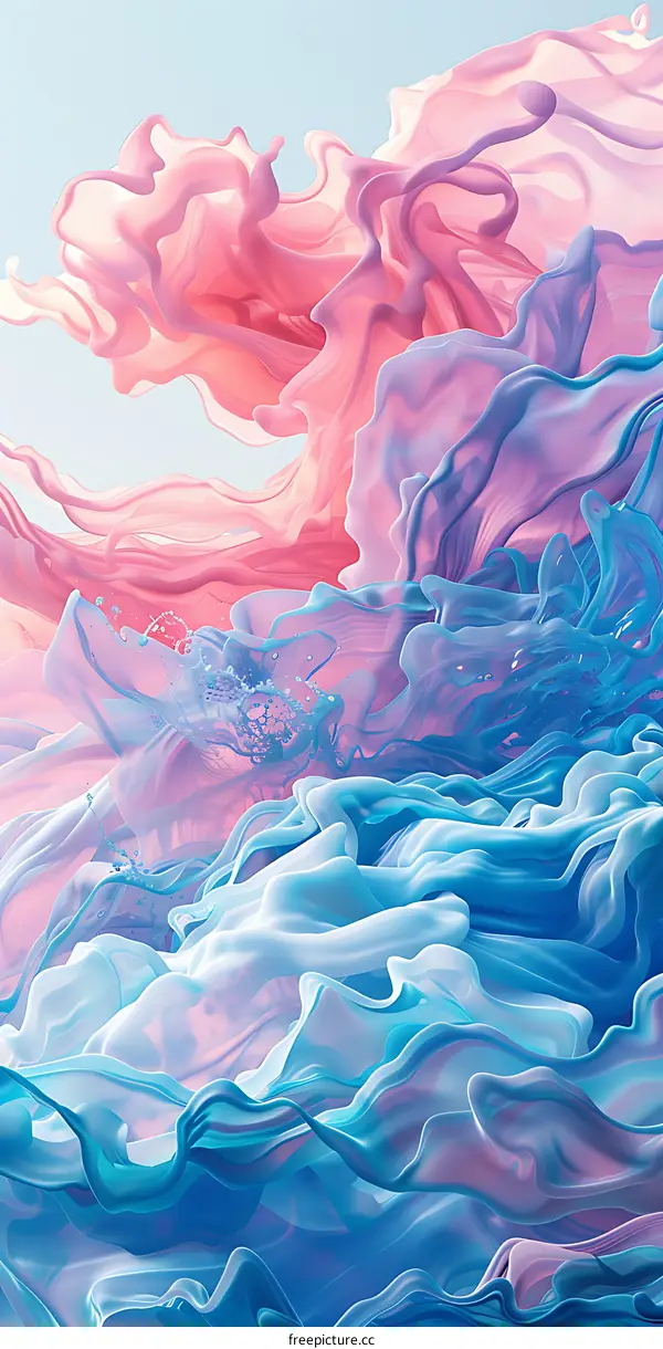 Abstract Blue and Pink Liquid Swirls Background