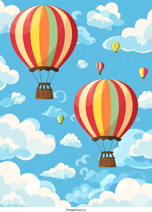 Colorful Hot Air Balloons Flying Through the Sky