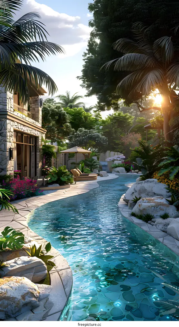 Tropical style swimming pool villa