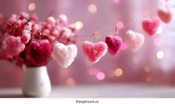 Heart Shaped Pom-poms Valentines Day Decoration