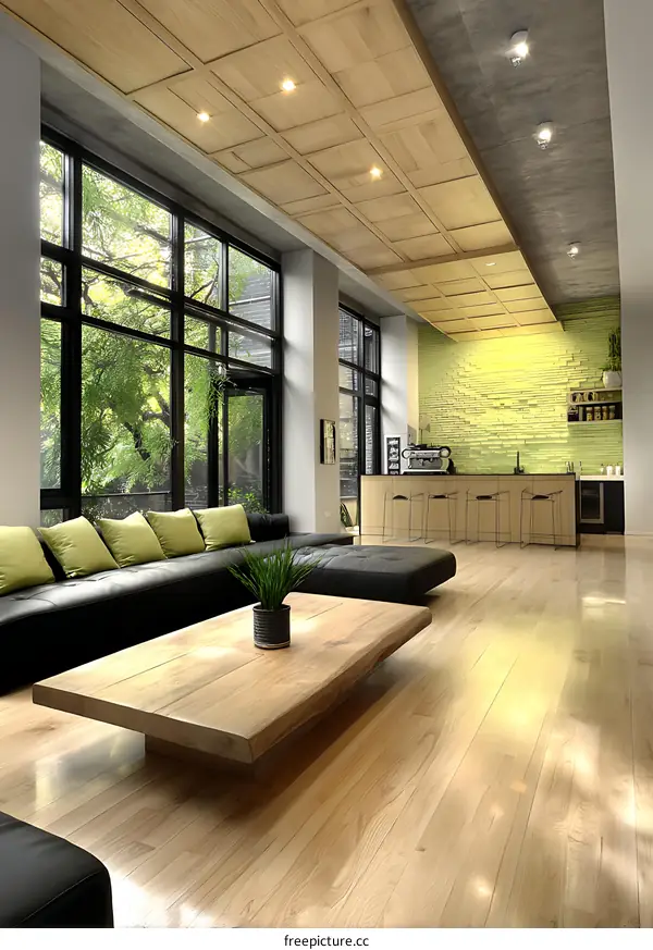 Modern Living Room with Wooden Flooring and Decor