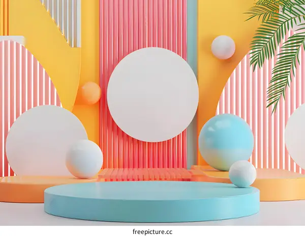 Abstract Geometric Shapes with Colorful Cylinders and Spheres