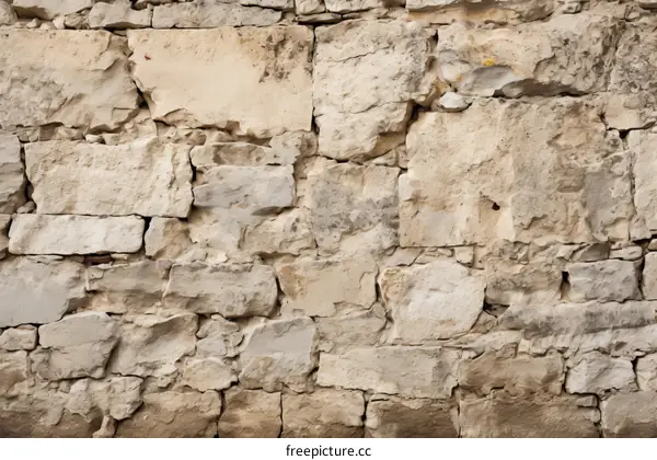 Rough and Uneven Surface of an Ancient Stone Wall