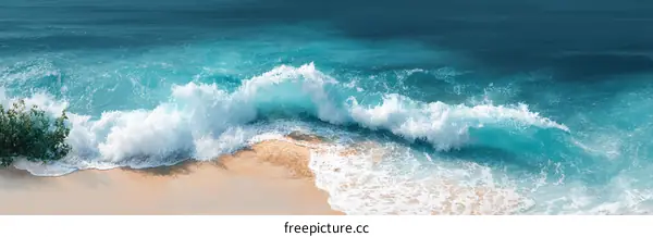 Coastal Waves Crashing on Sandy Shore