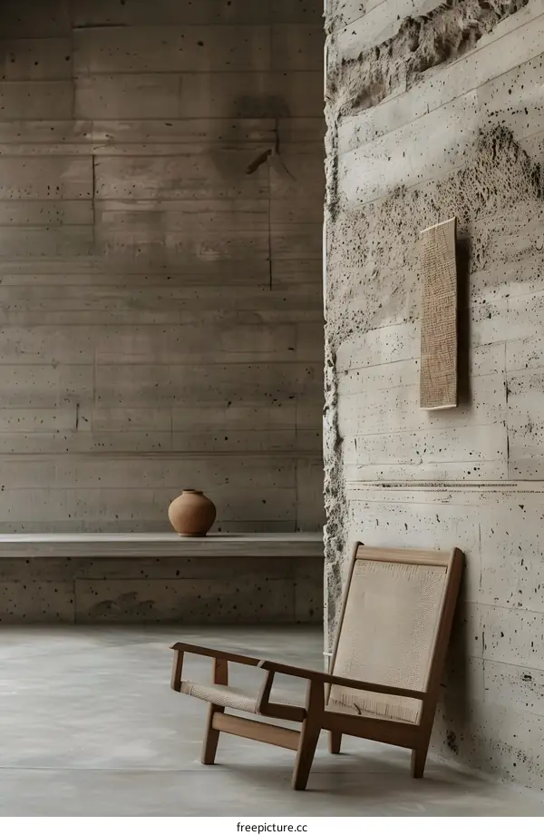 Minimalist Chair In A Modern Concrete Room