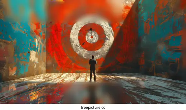 man standing in front of a target with an arrow in the center