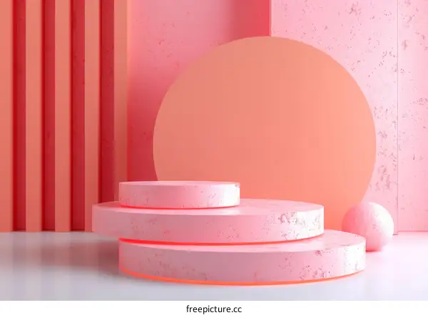 Pink Podium for Product Display on Pink Background