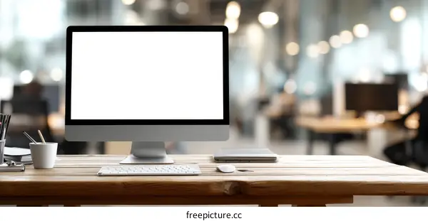 Modern Office Workspace with Computer Display