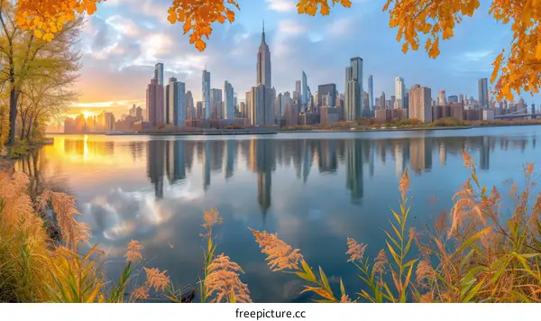 New York City skyline in autumn