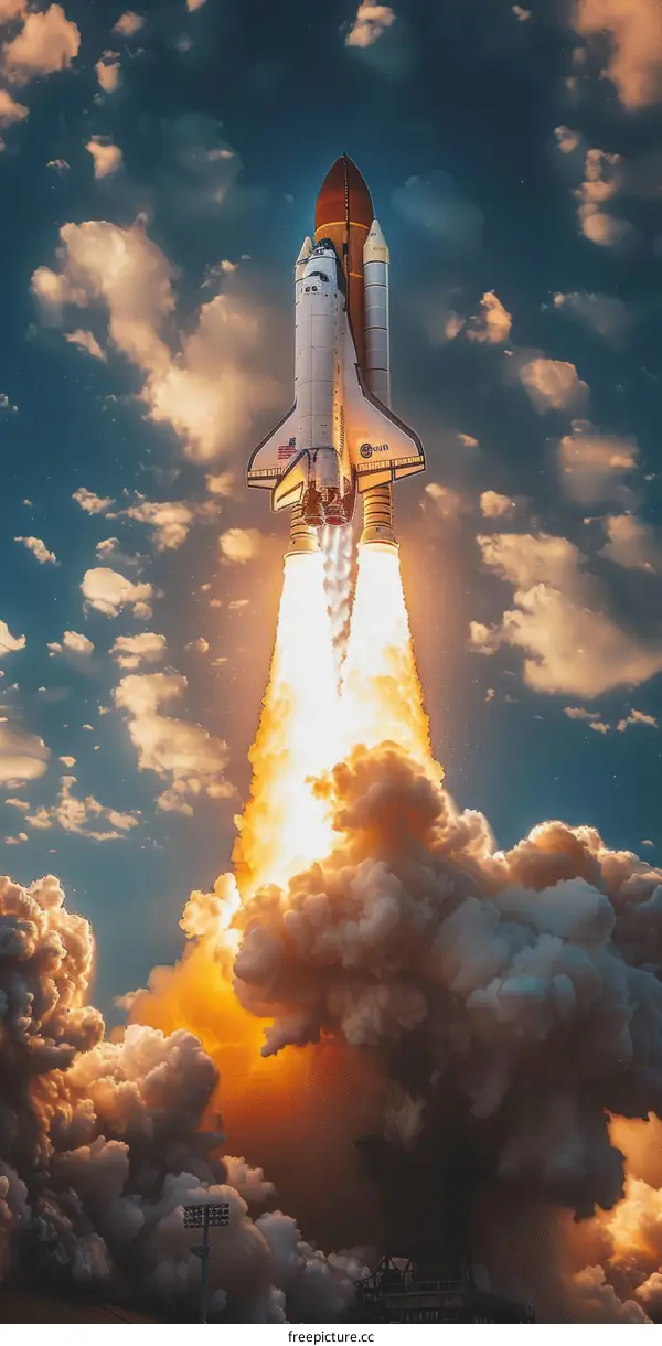 Space Shuttle Atlantis launching into space