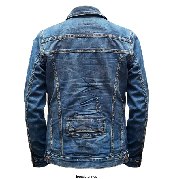 [Transparent Background PNG]Blue denim jacket back view