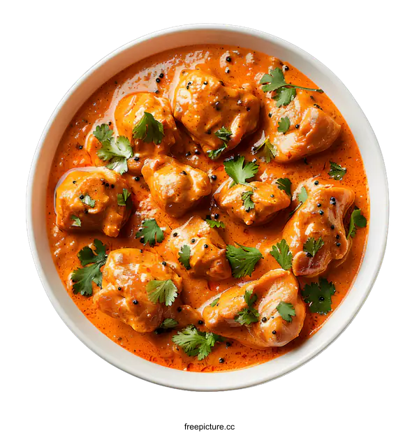 [Transparent Background PNG]Butter chicken in a white bowl