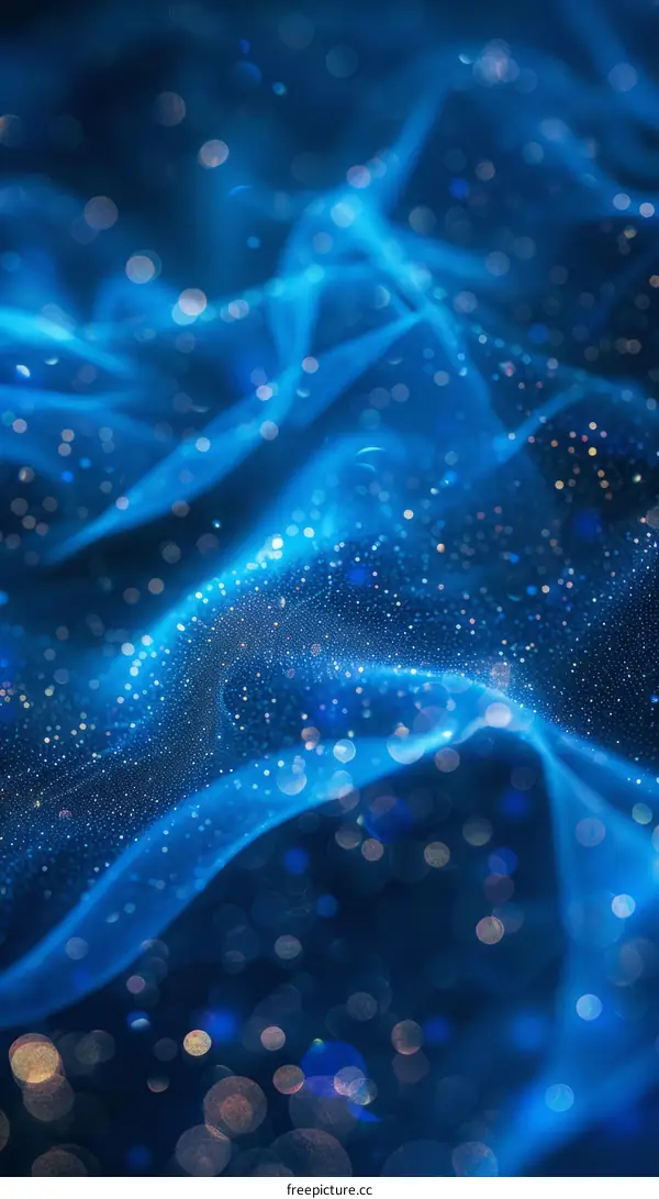 Blue shiny wavy fabric with bright sequins