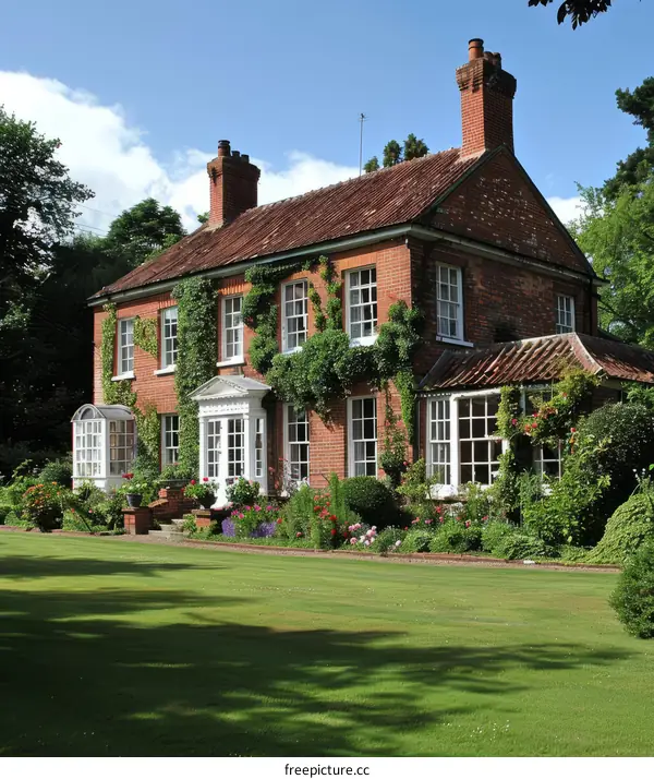 A beautiful English country house with a large garden
