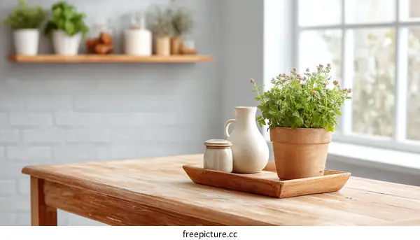 Rustic Kitchen Table Decor with Plants