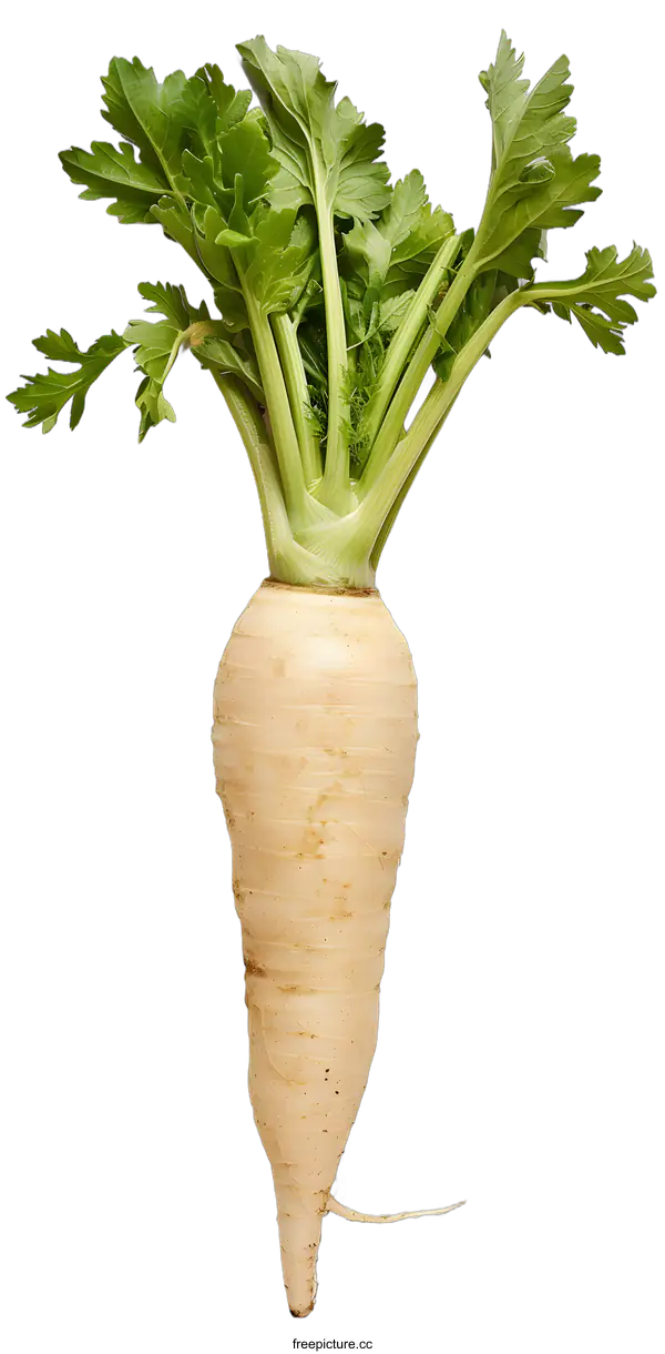 [Transparent Background PNG]Fresh White Parsnip With Green Tops