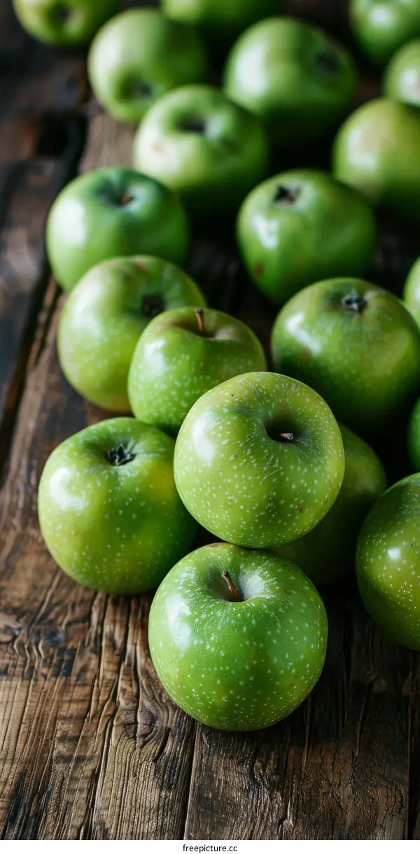Stack of Crisp, Juicy Green Apples