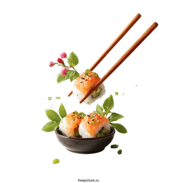 [Transparent Background PNG]Sushi Rolls in Creative Food Photography
