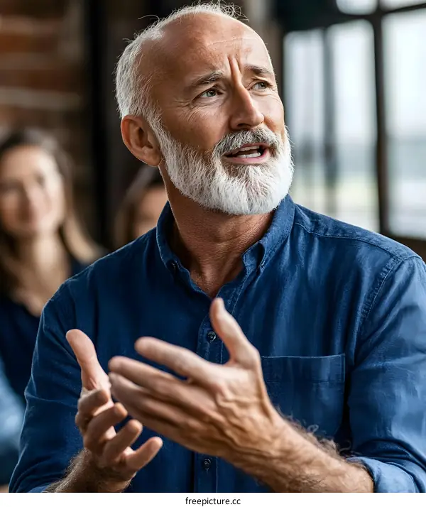 Mature Man Speaking at a Meeting or Conference