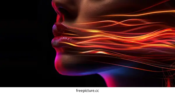 Portrait of a young woman with glowing red hair