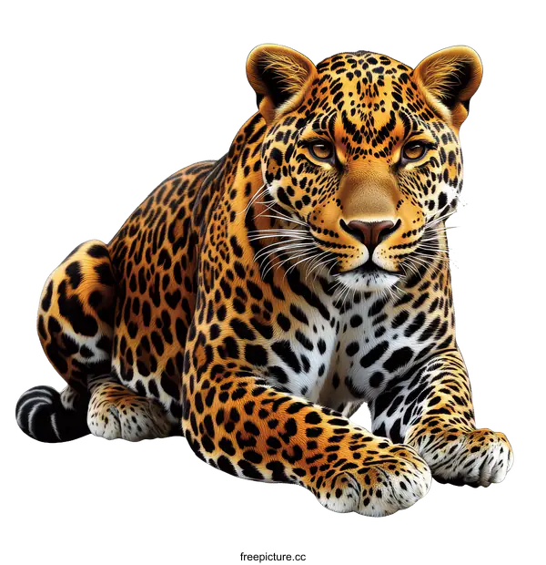 [Transparent Background PNG]Majestic Leopard Illustration